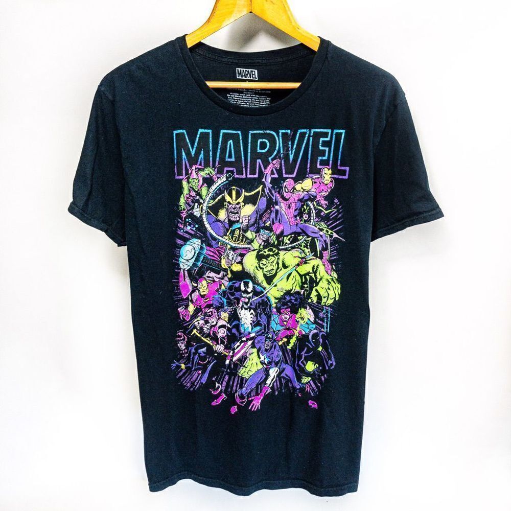 Marvel Avengers Neon Graphics T-Shirt Sz L